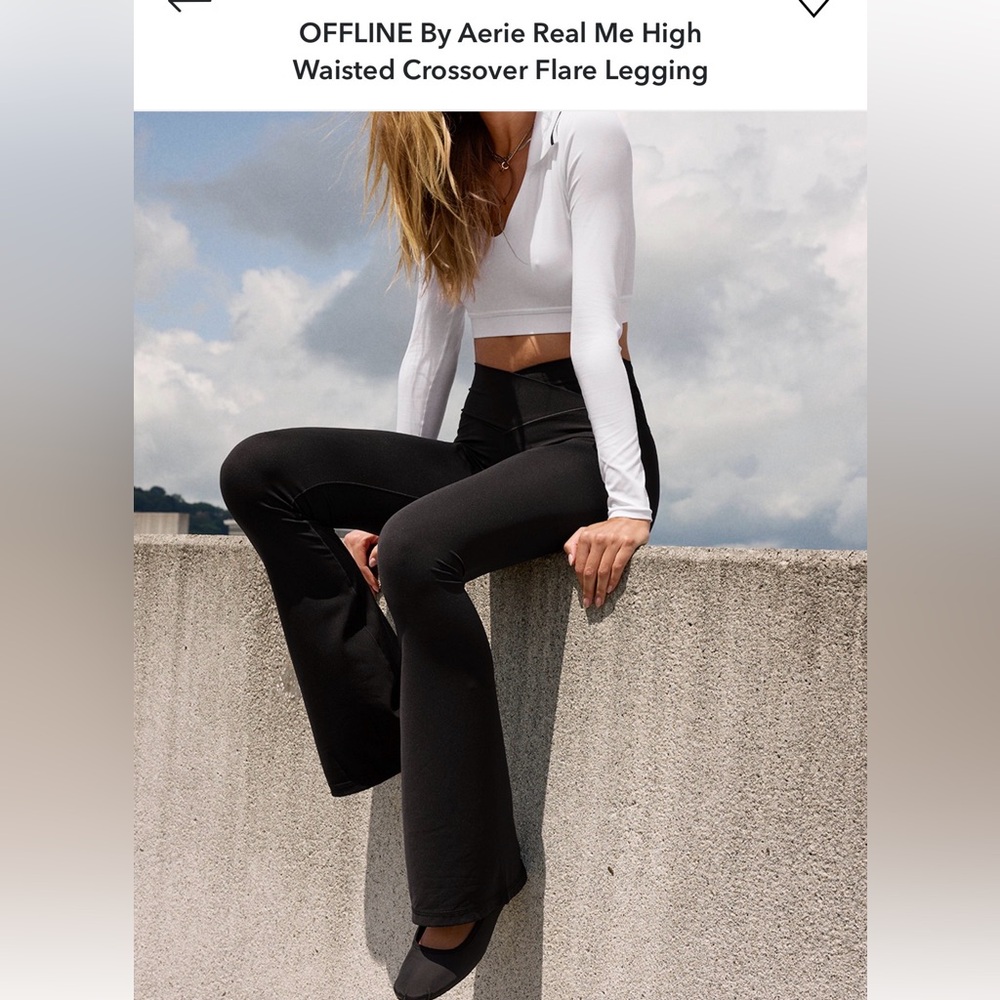 2-Black Aerie Flare crossover Leggings